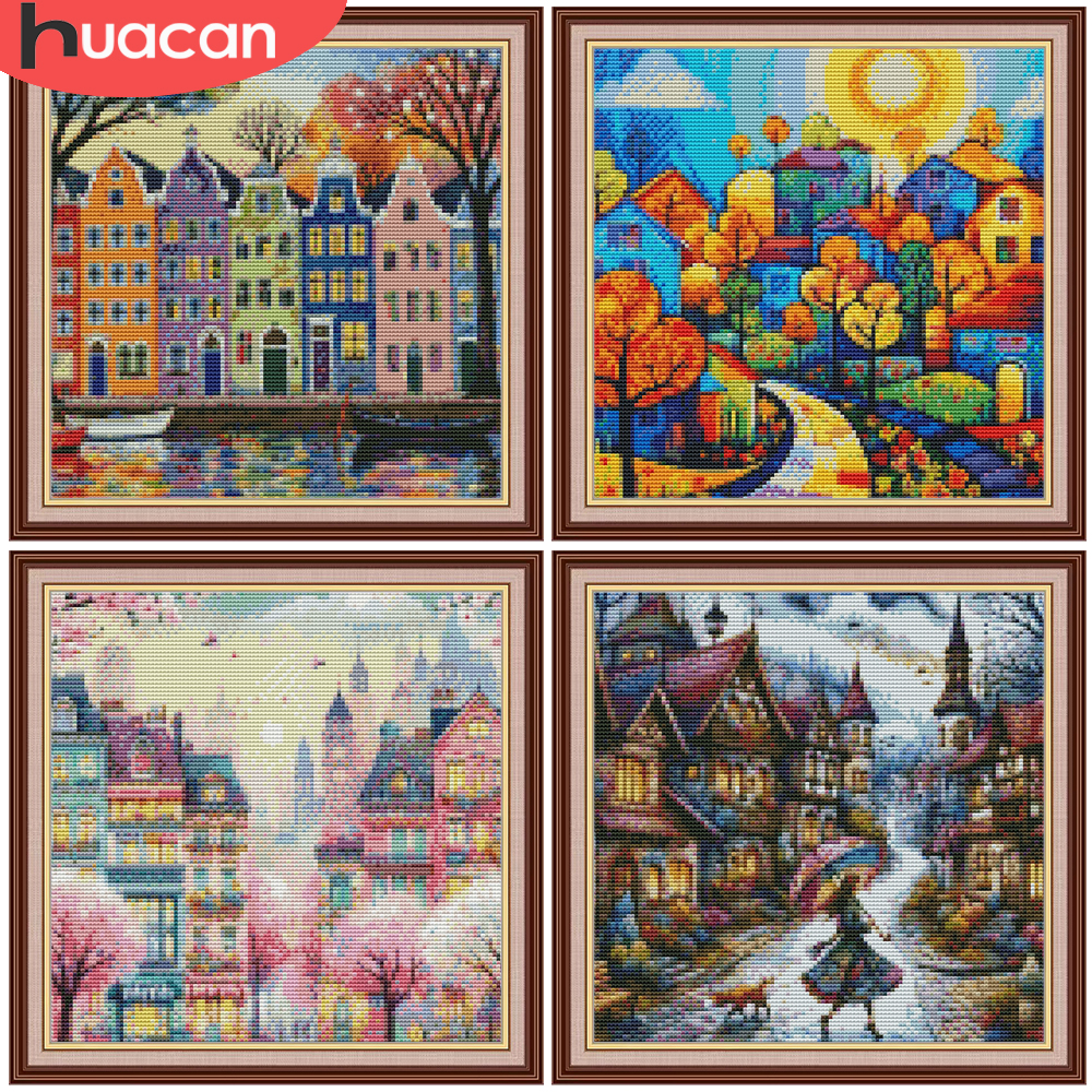 Embroidery Job - HUACAN Cross Stitch Sets House Landscape