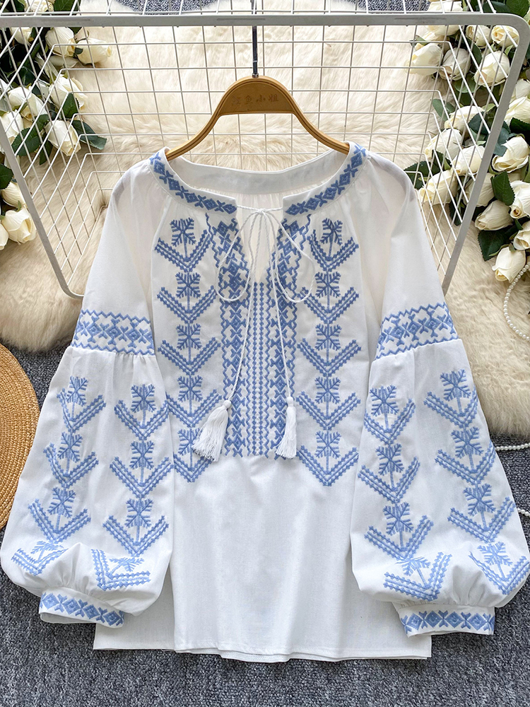 Embroidery Class - Women Blouse Embroidery Autumn Long Sleeve
