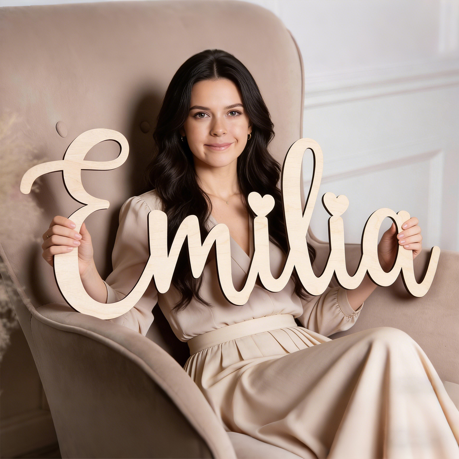 Embroidery Name - 1pc personalized custom wooden name tag,
