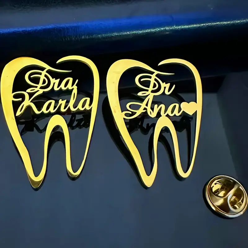 Embroidery Name - 1PC Customized Teeth Dentist Name Brooch