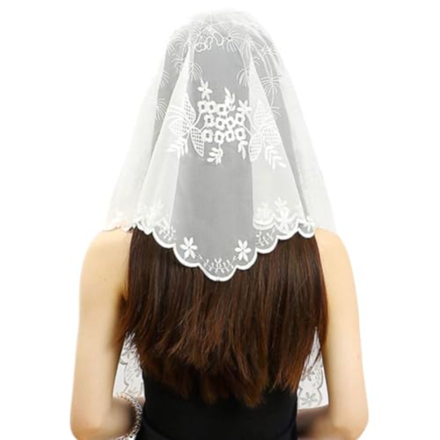 Embroidery Veil - Women's Flower Embroidery Head Scarf Large