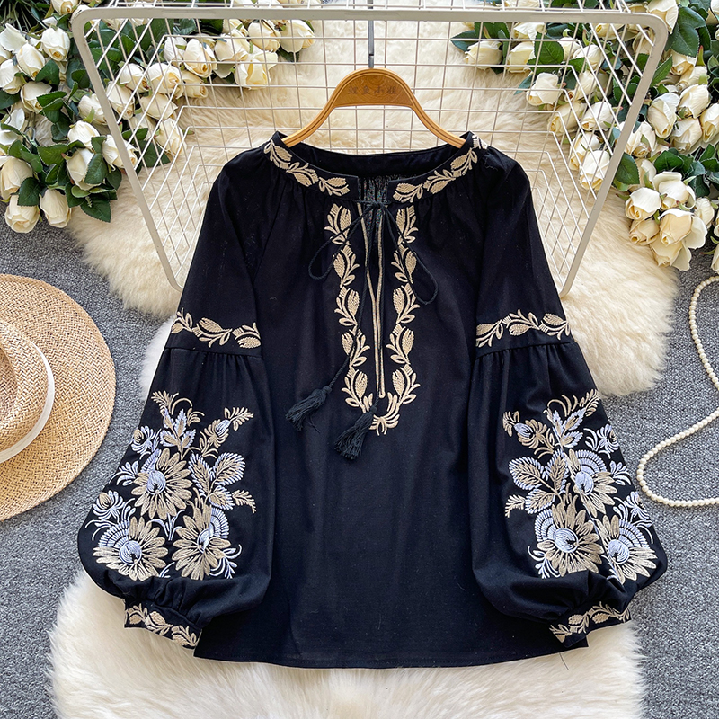 Embroidery Class - Artistic Retro Embroidery Ethnic Style Blouse