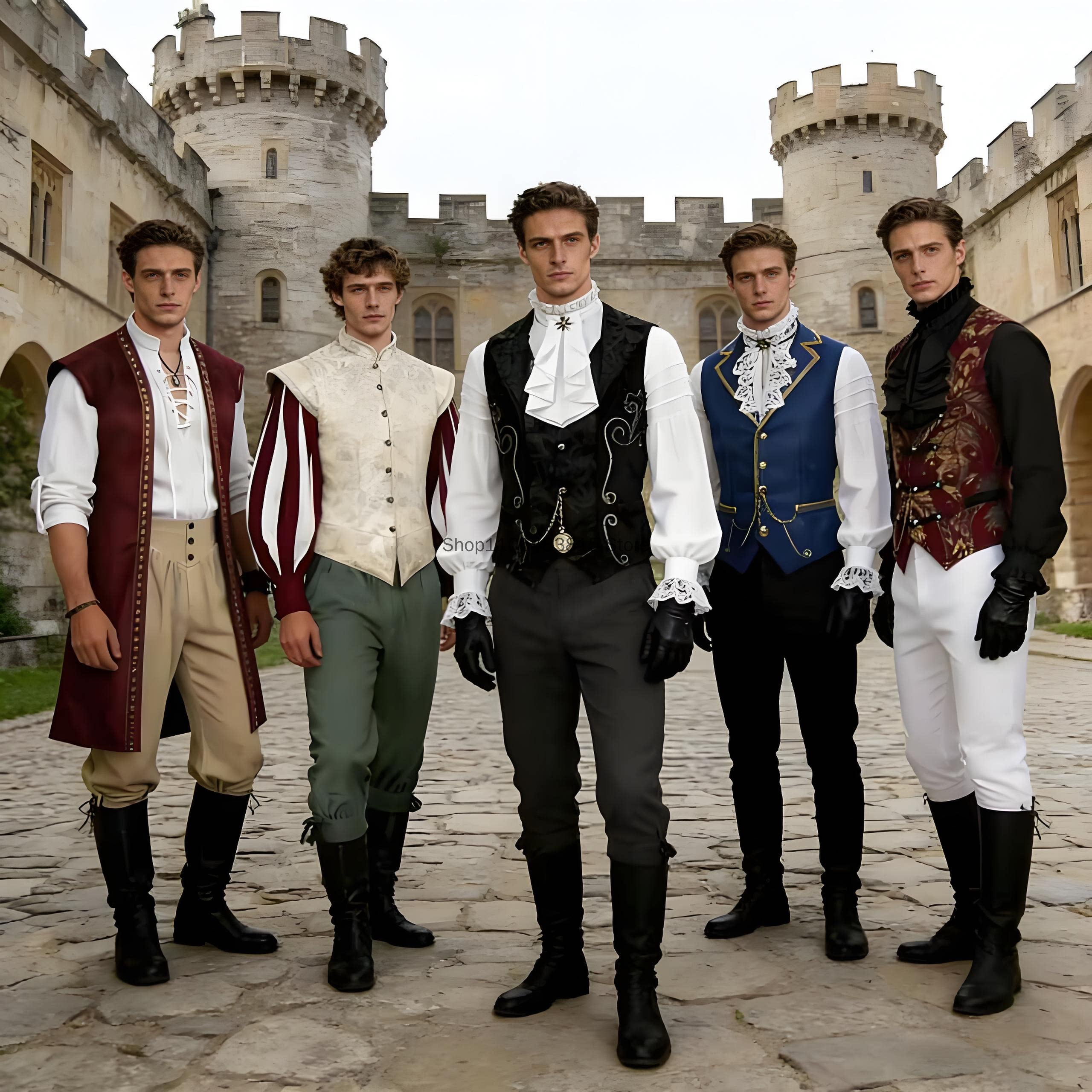 Embroidery Dress - Medieval Men's Noble Vest Embroidery Pirate