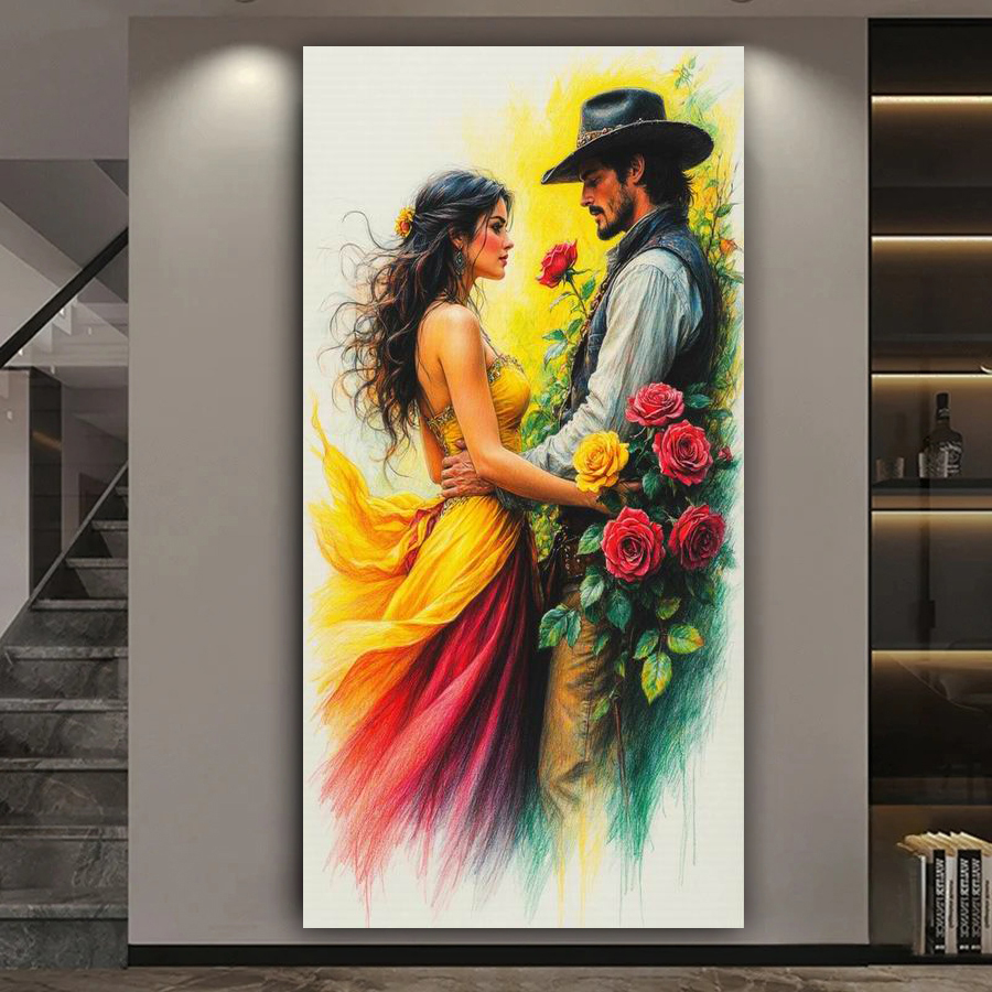 Embroidery Lovers - Couple Rose Large Size Diy Diamond