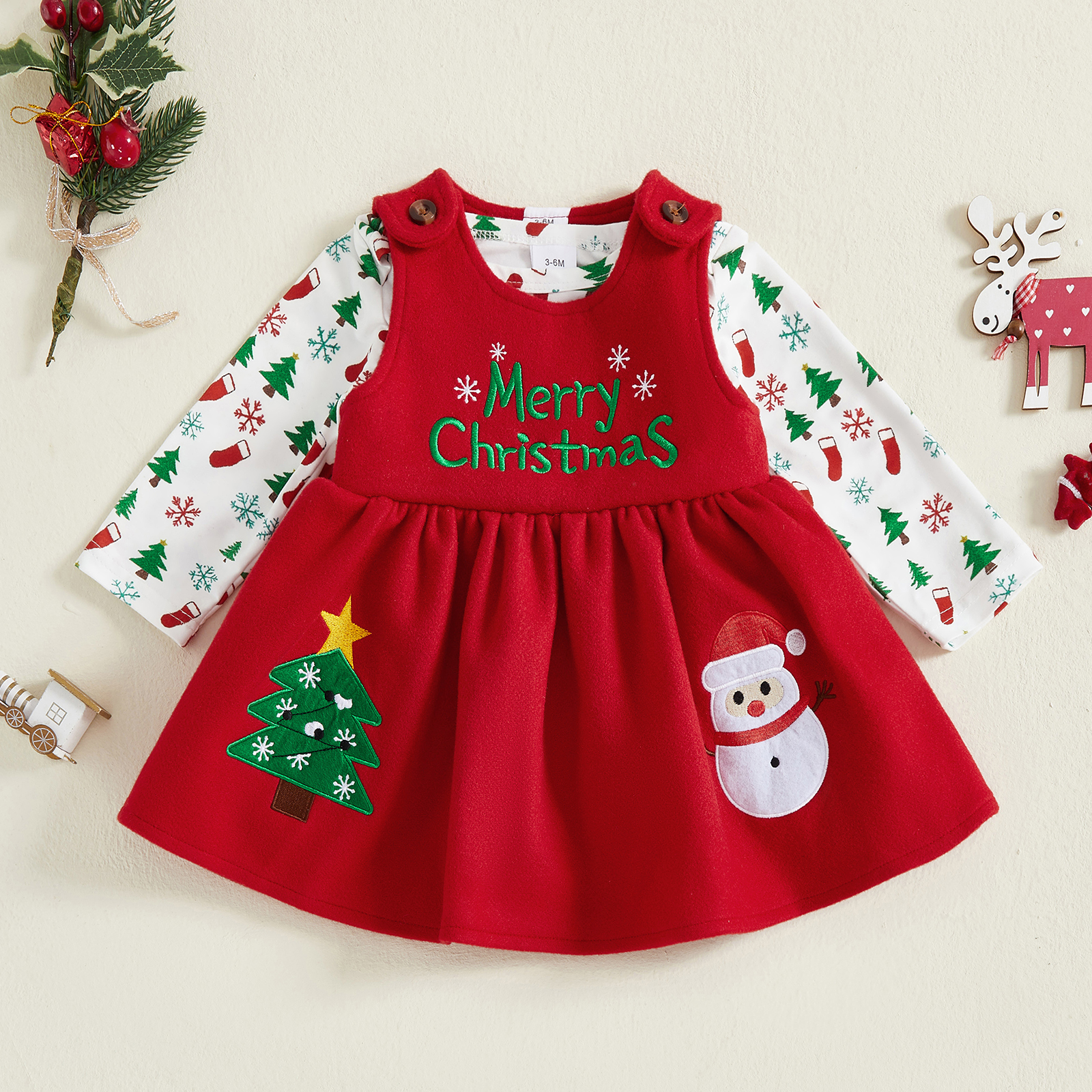 Baby Girls Christmas Outfit Lo - Embroidery Xmas Tree review and price