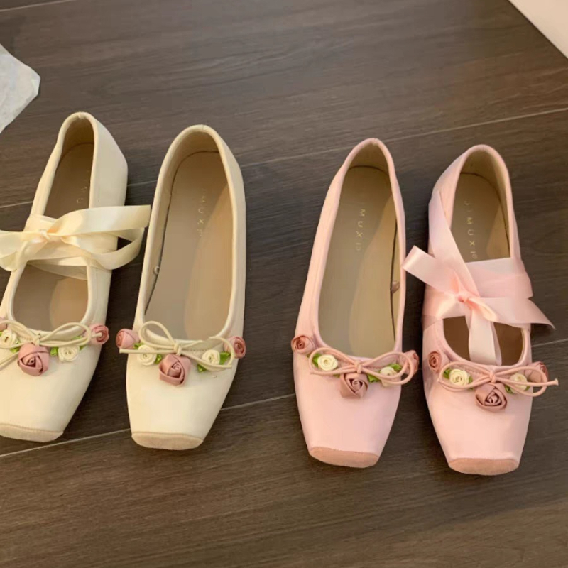 Women Flats Bow Marie Janes Sh - Embroidery Dress review and price