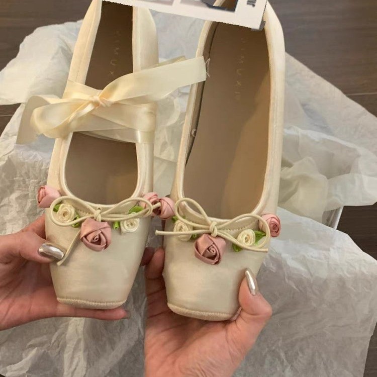 Women Flats Bow Marie Janes Sh - Embroidery Dress review and price