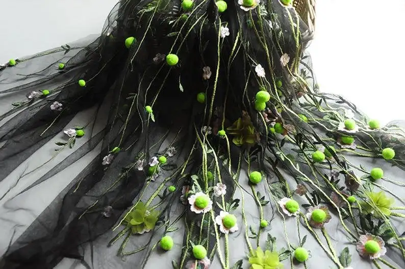 3D chiffon flower pompom embro - Embroidery Veil review and price