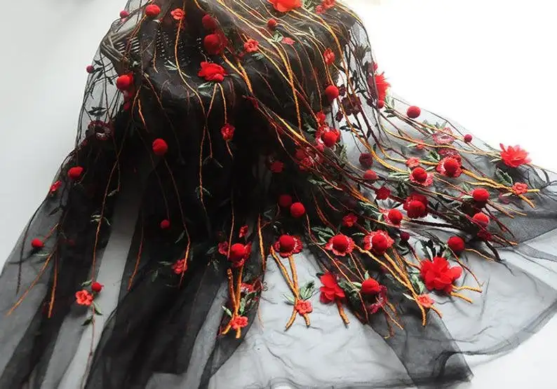 3D chiffon flower pompom embro - Embroidery Veil review and price