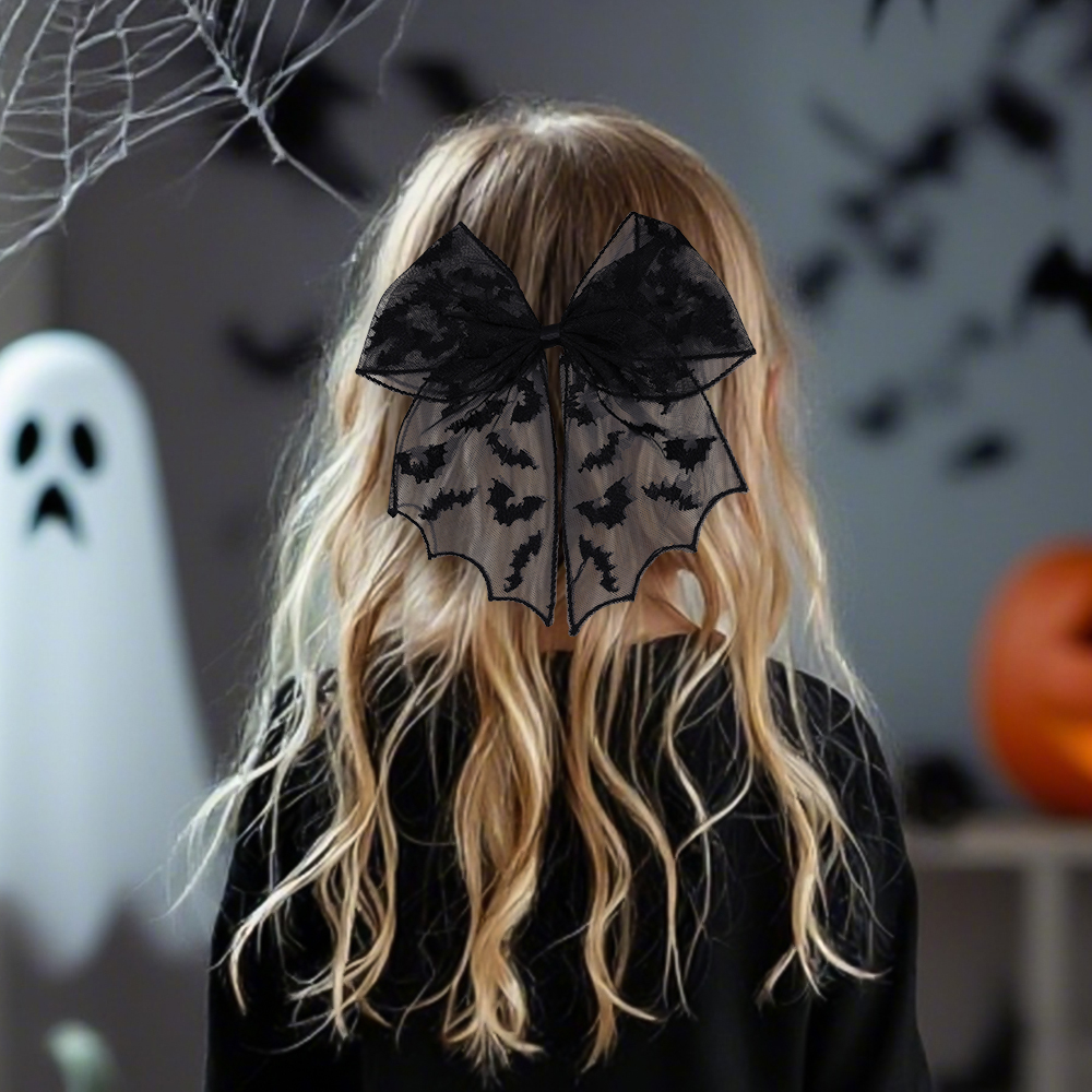 Halloween Bat Bow Hair Clips B - Embroidery Veil review and price