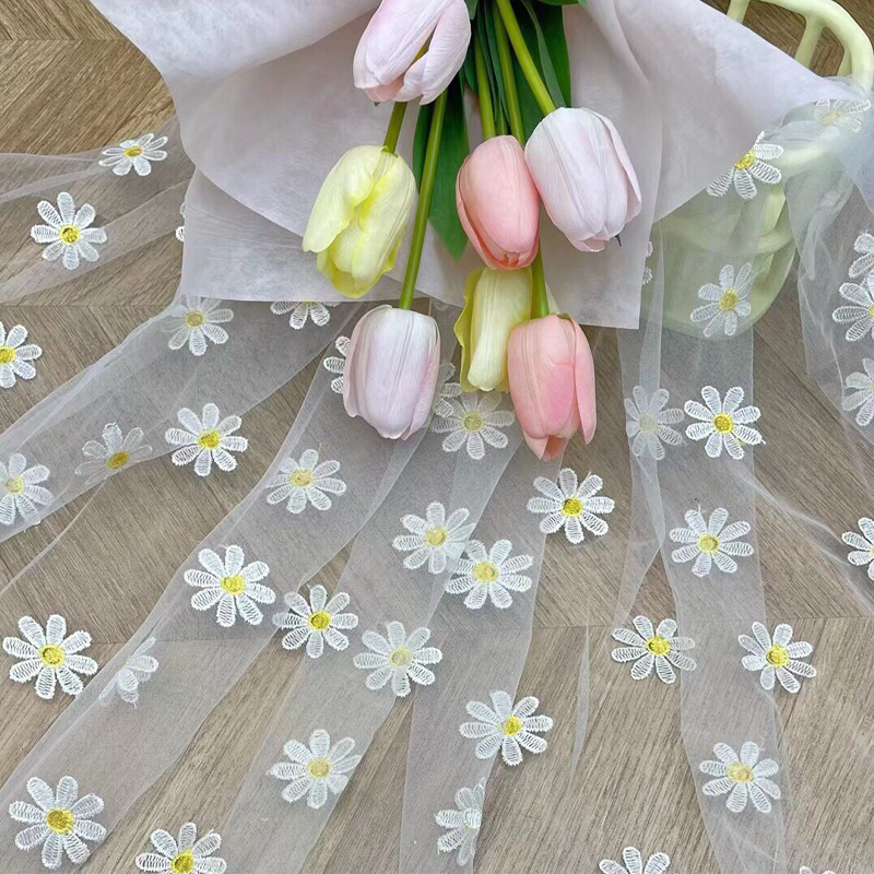 150cm Wide Daisy Embroidery La - Embroidery Veil review and price