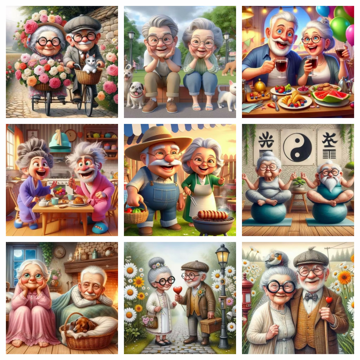 Cartoon Happy Old Couple 5D Fu - Embroidery Lovers review and price