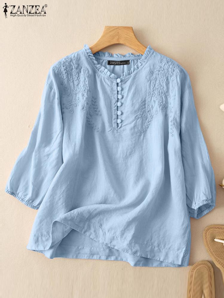 ZANZEA Summer Vintage Shirts E - Embroidery Class review and price