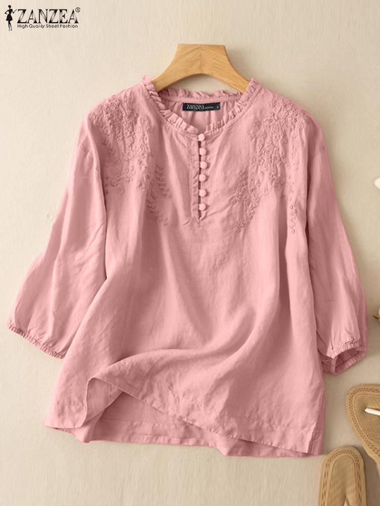ZANZEA Summer Vintage Shirts E - Embroidery Class review and price