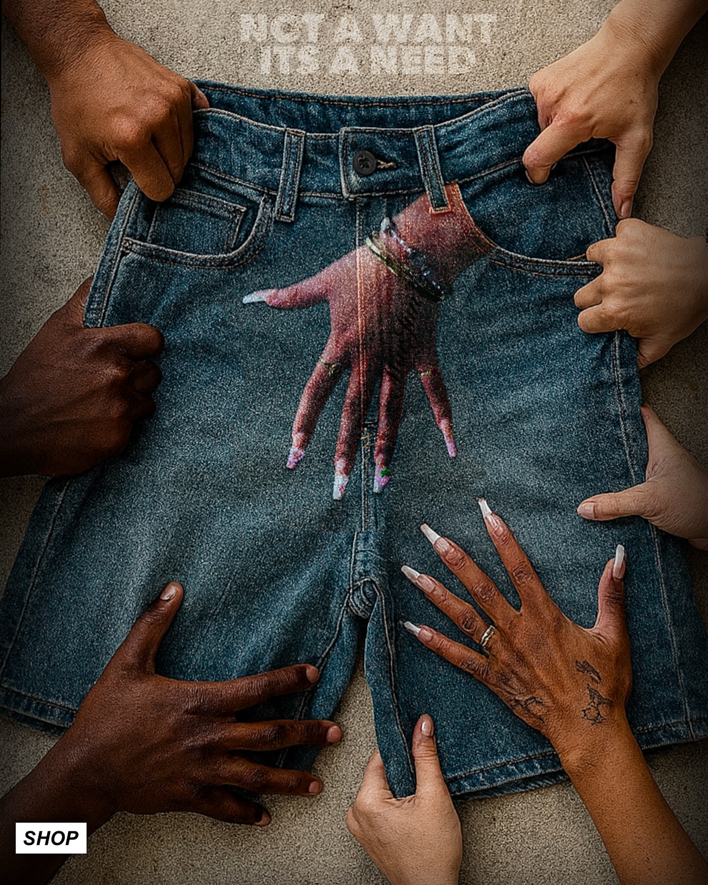 American Y2k Hands Print Short - Embroidery Meaning review and price