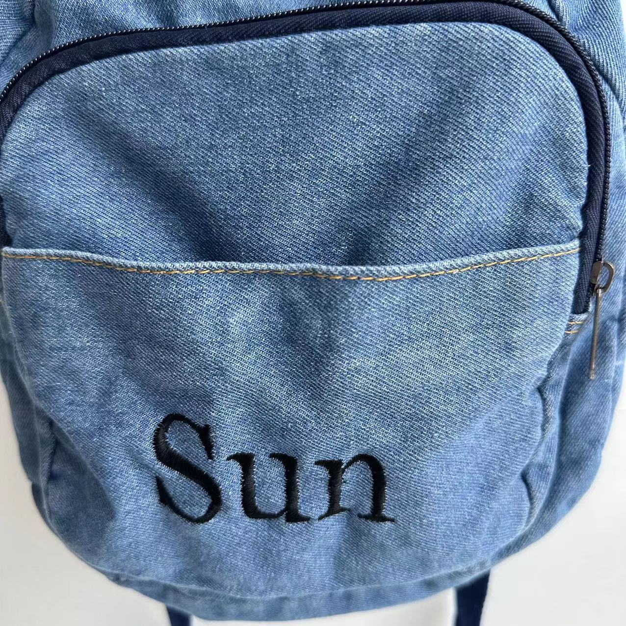 Denim Backpack Girls' New Stud - Embroidery Name review and price
