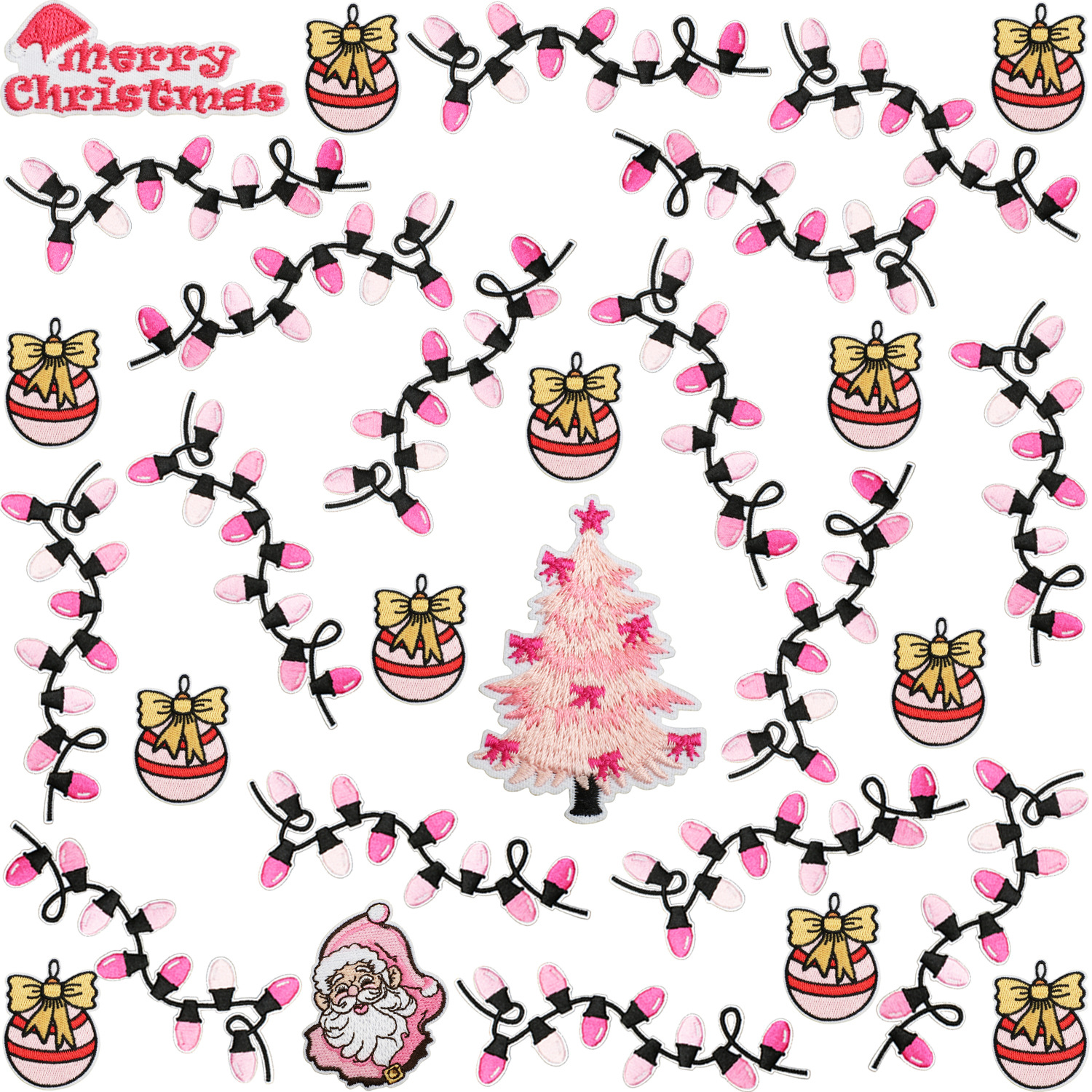 Christmas Pink Light Patch Hap - Embroidery Xmas Tree review and price