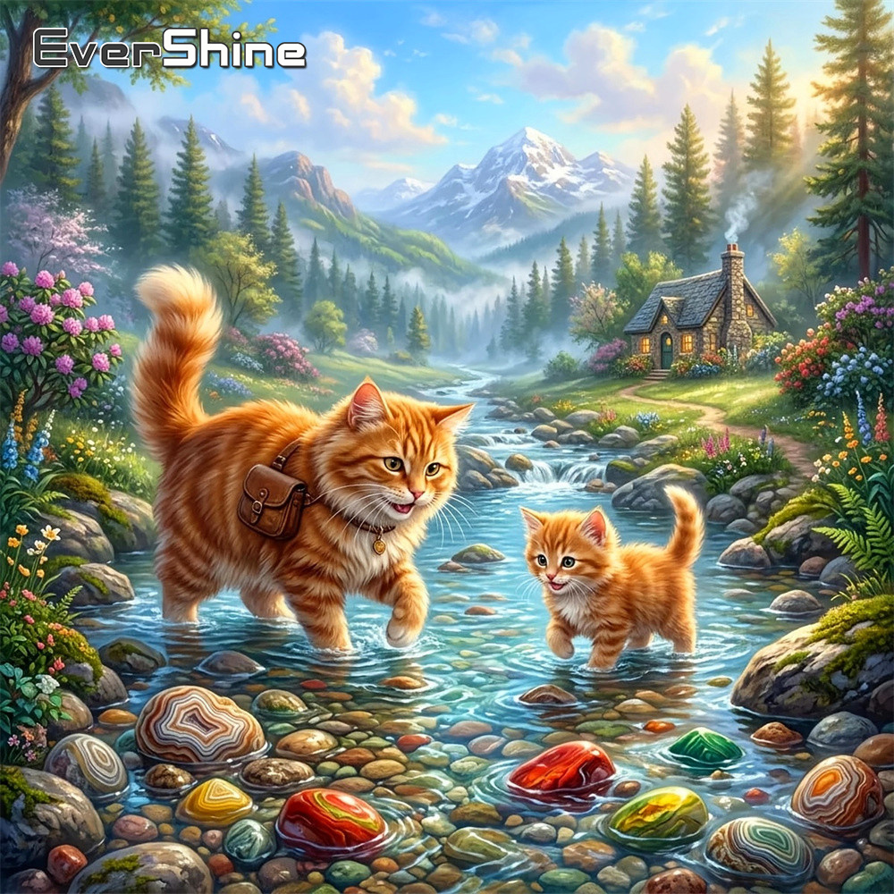 Evershine Diamond Mosaic Cat A - Embroidery Cross Stitch Patterns review and price