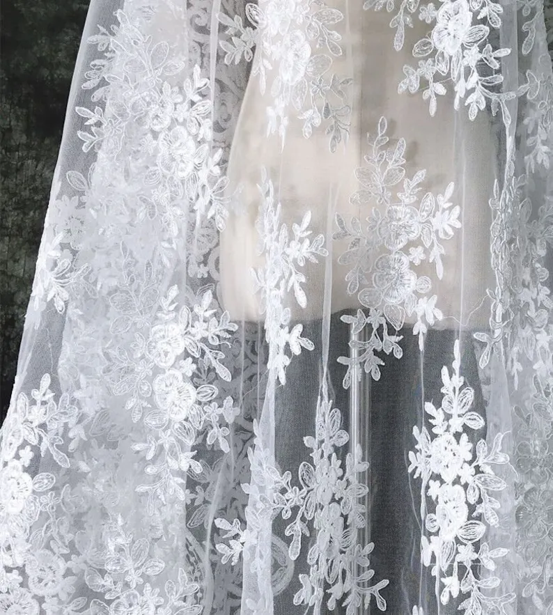 White Vintage Flower Embroider - Embroidery Veil review and price