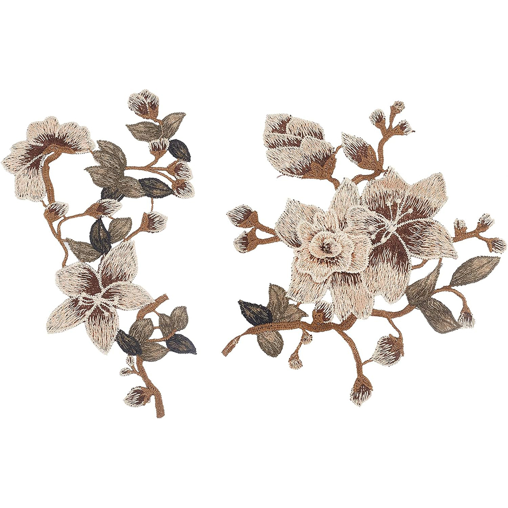 1 Pair Brown Pink Flower Embro - Embroidery Veil review and price