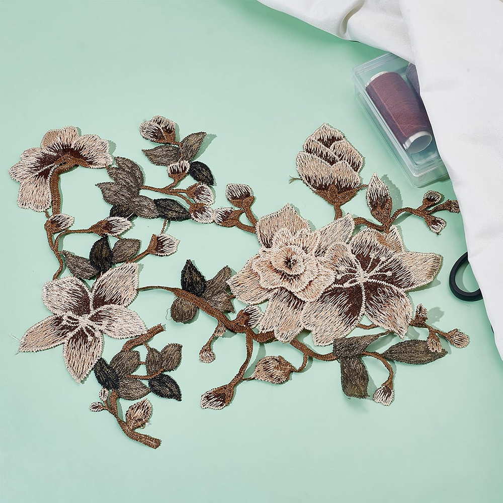 1 Pair Brown Pink Flower Embro - Embroidery Veil review and price