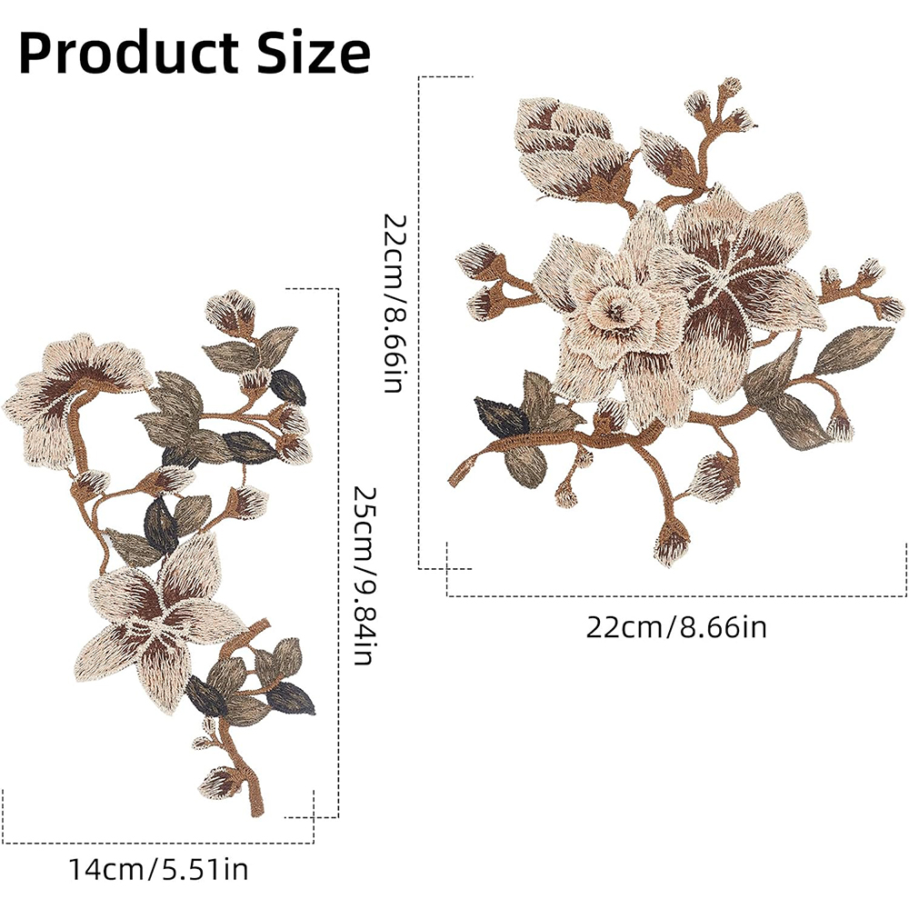 1 Pair Brown Pink Flower Embro - Embroidery Veil review and price