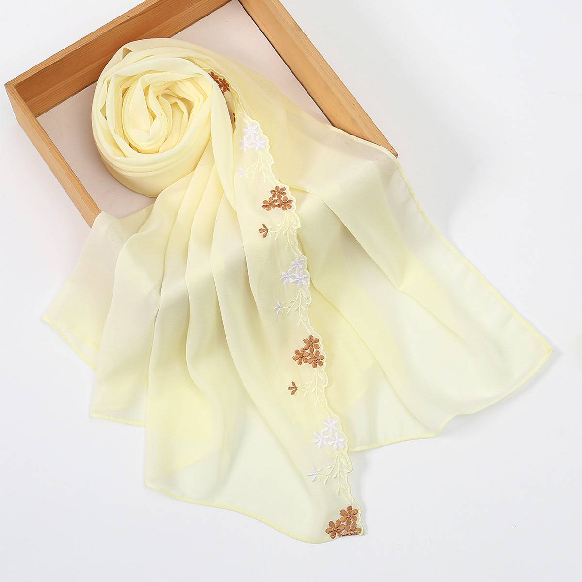 Muslim Chiffon Hijab Floral Em - Embroidery Hijab review and price