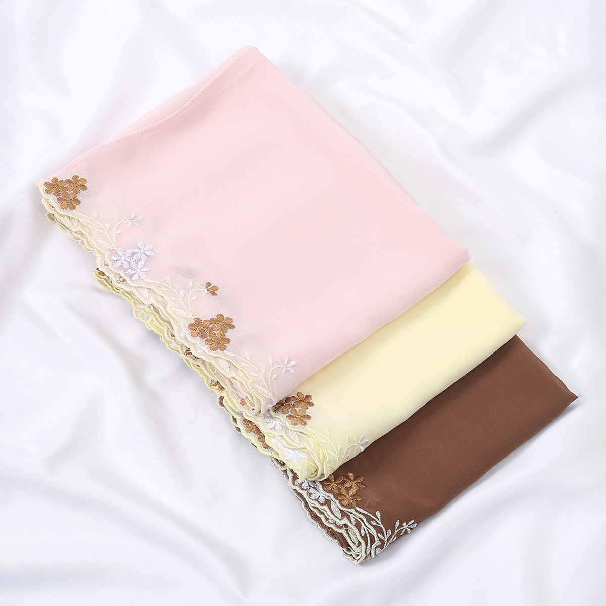 Muslim Chiffon Hijab Floral Em - Embroidery Hijab review and price