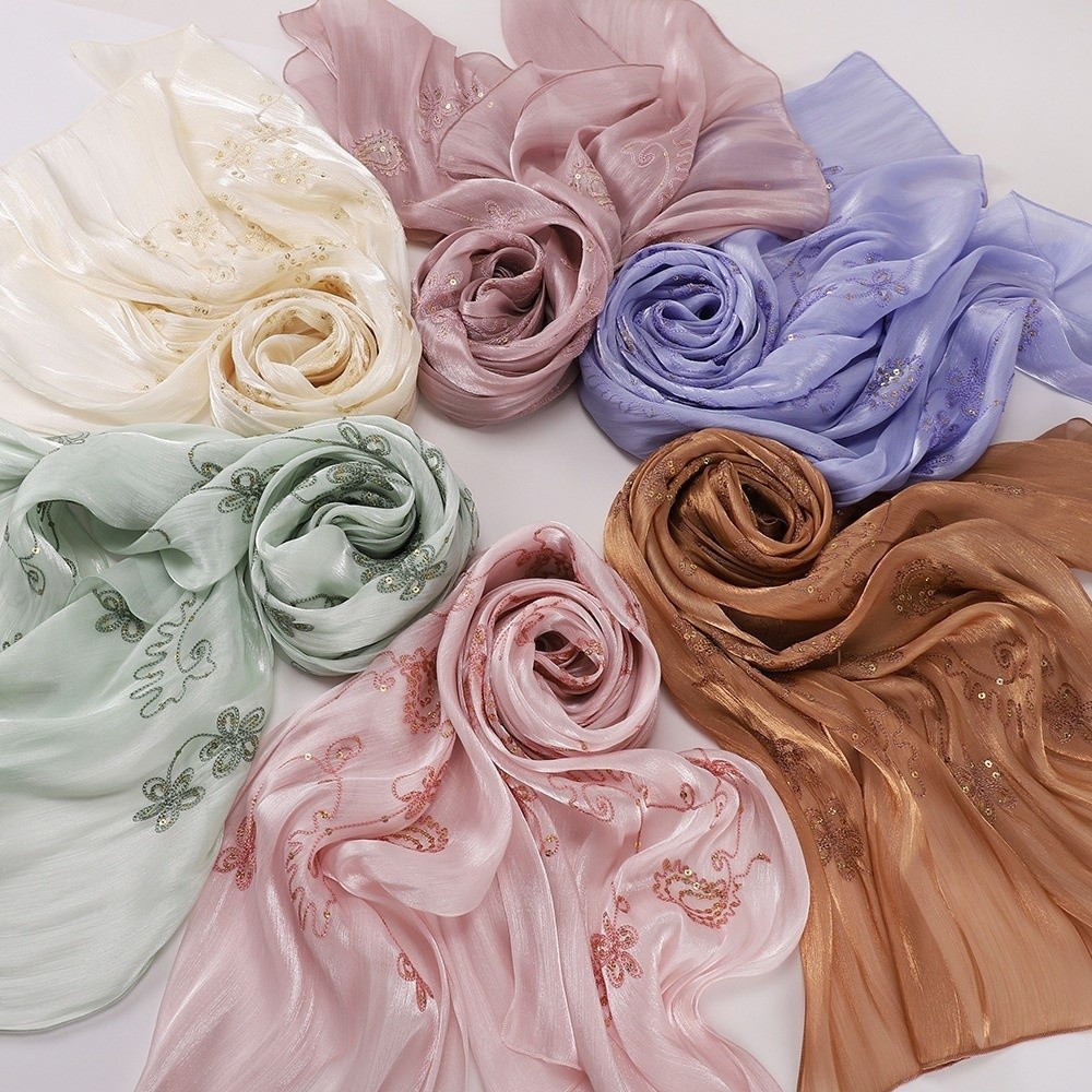 Elegant Hijab Shawl Embroidery - Embroidery Hijab review and price