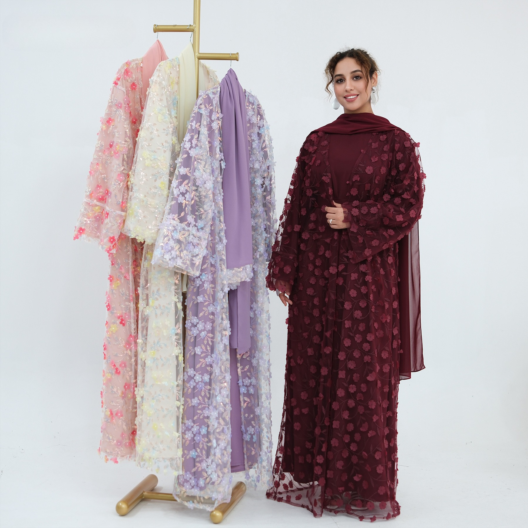 2026 Luxury Abaya EID 3D Flora - Embroidery Hijab review and price
