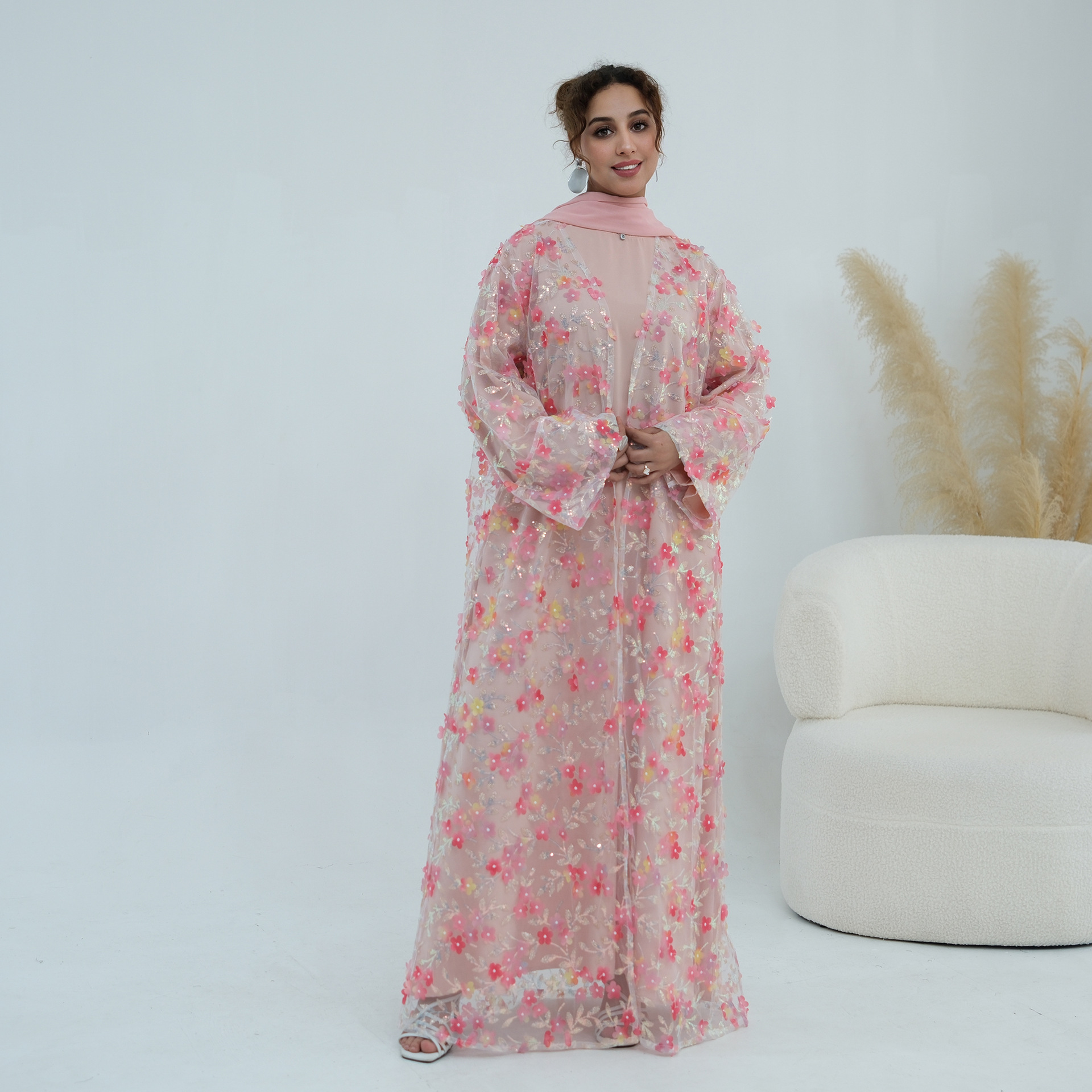 2026 Luxury Abaya EID 3D Flora - Embroidery Hijab review and price