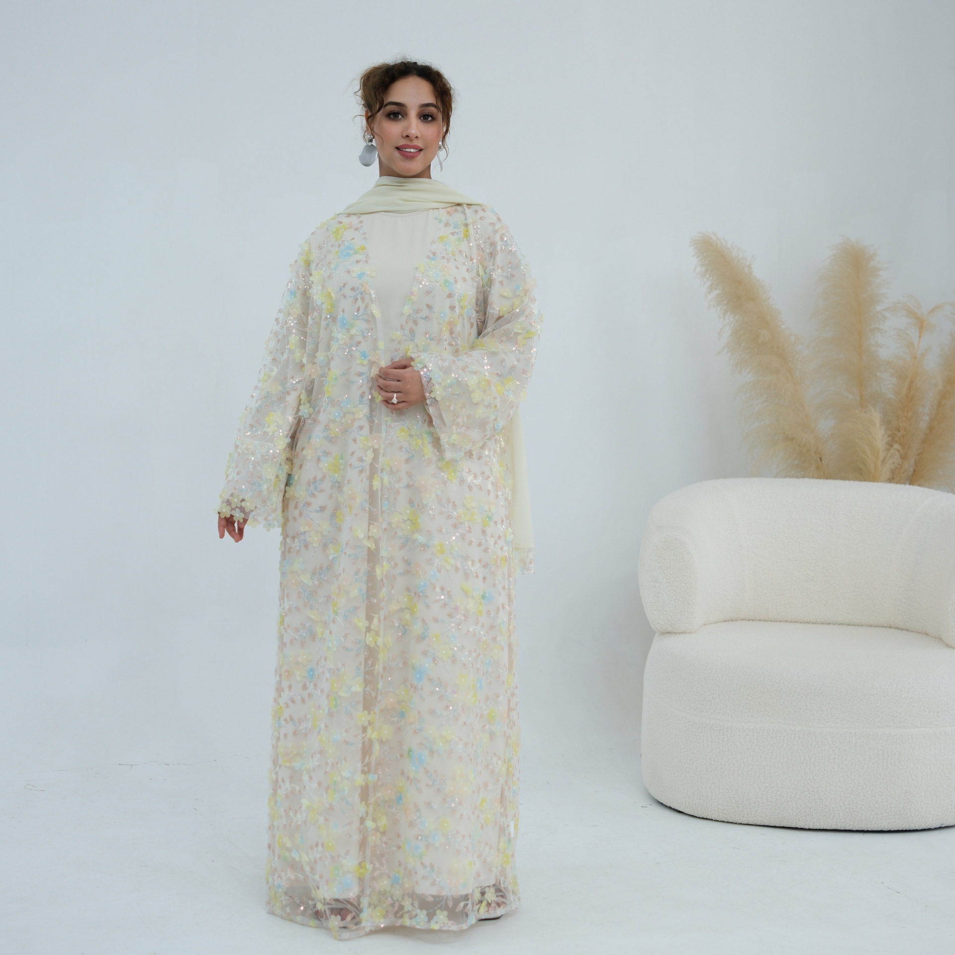 2026 Luxury Abaya EID 3D Flora - Embroidery Hijab review and price