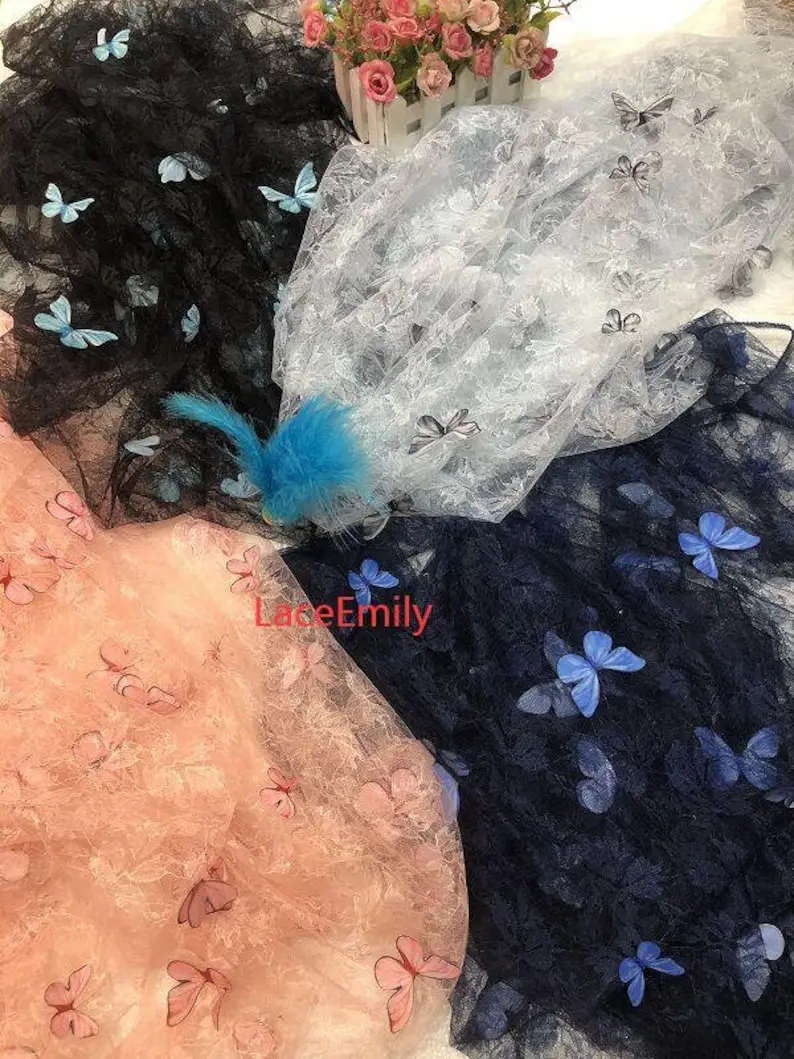 4 Colors 3D butterfly embroide - Embroidery Veil review and price