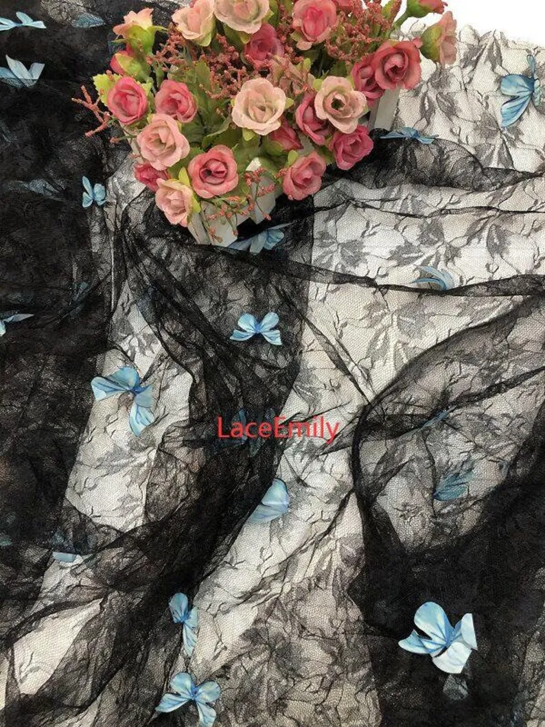 4 Colors 3D butterfly embroide - Embroidery Veil review and price