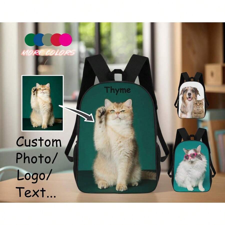 Personalized Cat Print Backpac - Embroidery Name review and price