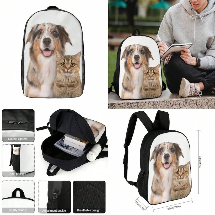 Personalized Cat Print Backpac - Embroidery Name review and price