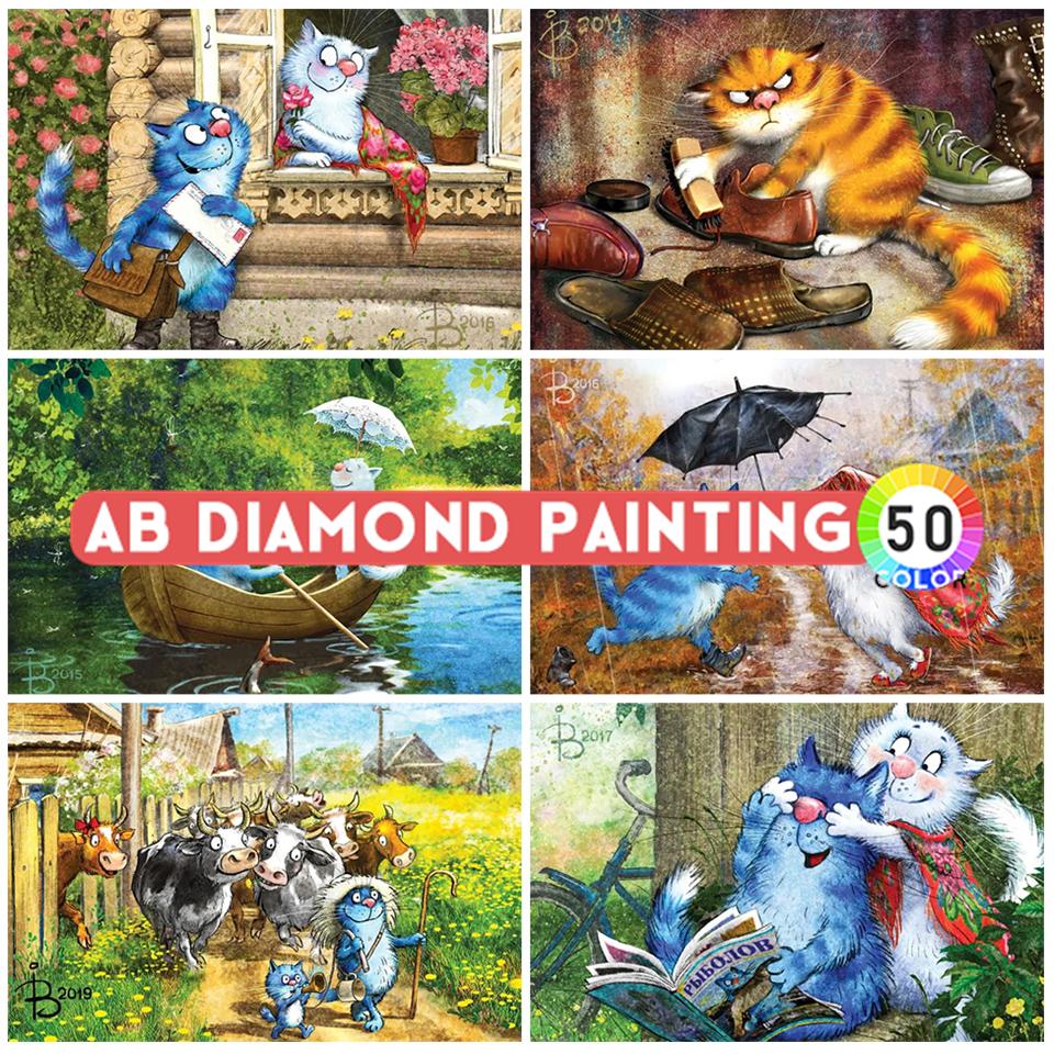 AB Diamond Mosaic Blue Cat Rom - Embroidery Lovers review and price
