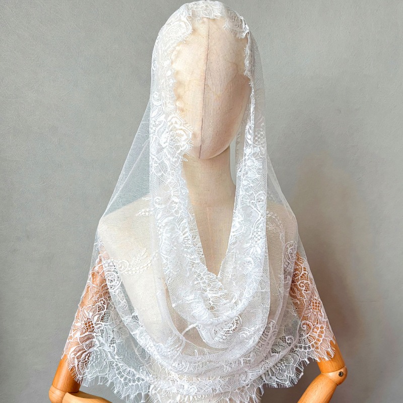 New Elegant Lace Scarf Hollow  - Embroidery Veil review and price