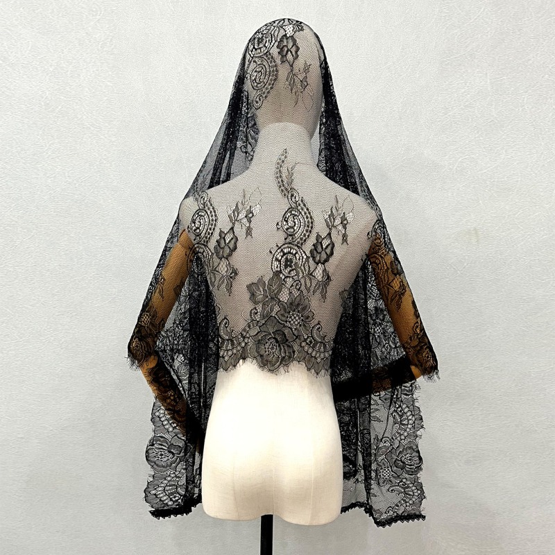 New Elegant Lace Scarf Hollow  - Embroidery Veil review and price