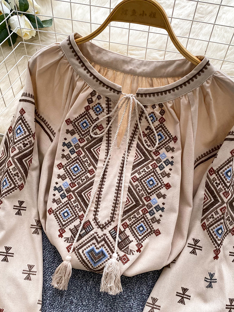 Women Autumn Blouse Loose Arti - Embroidery Class review and price