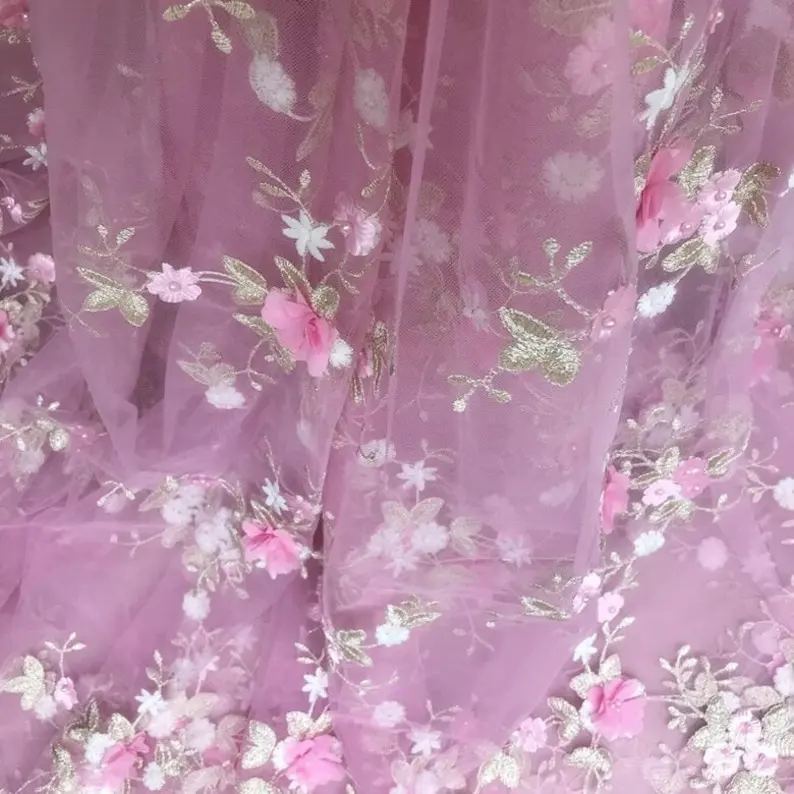 7 colors 3D chiffon flowers go - Embroidery Veil review and price