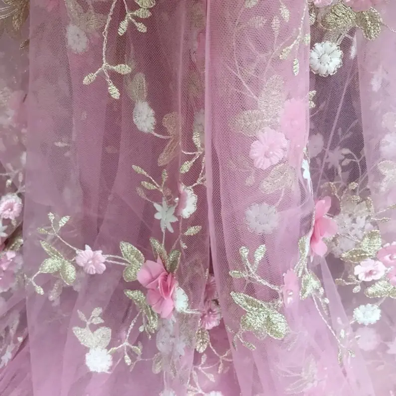 7 colors 3D chiffon flowers go - Embroidery Veil review and price