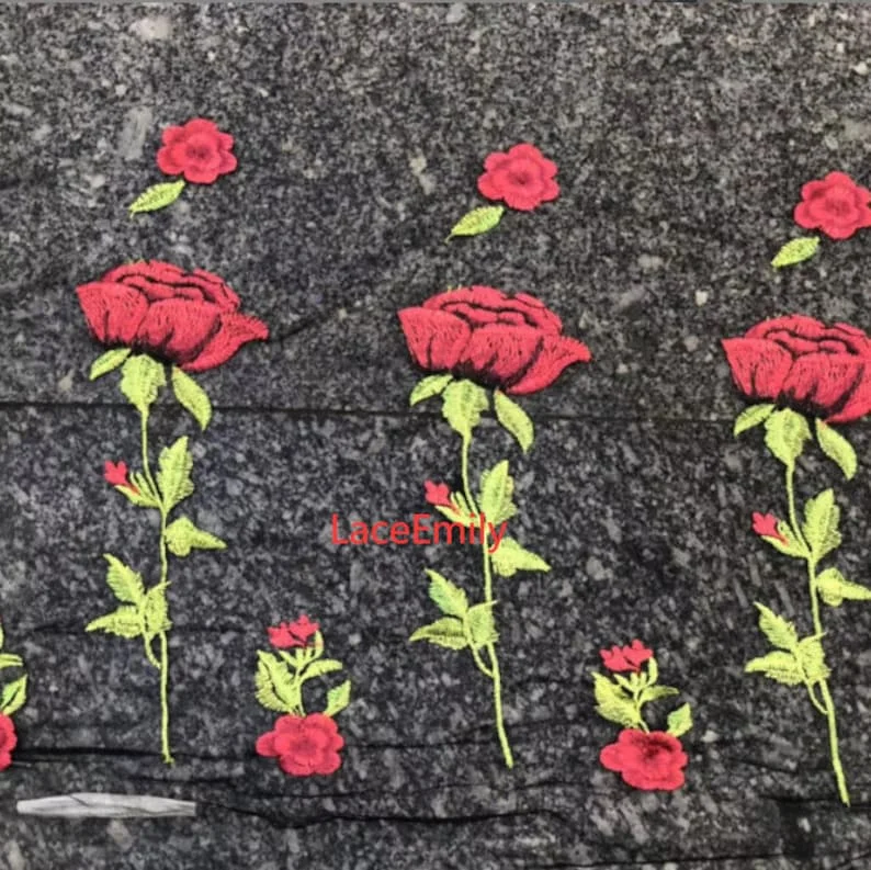 Red Rose Lace Fabric flower em - Embroidery Veil review and price