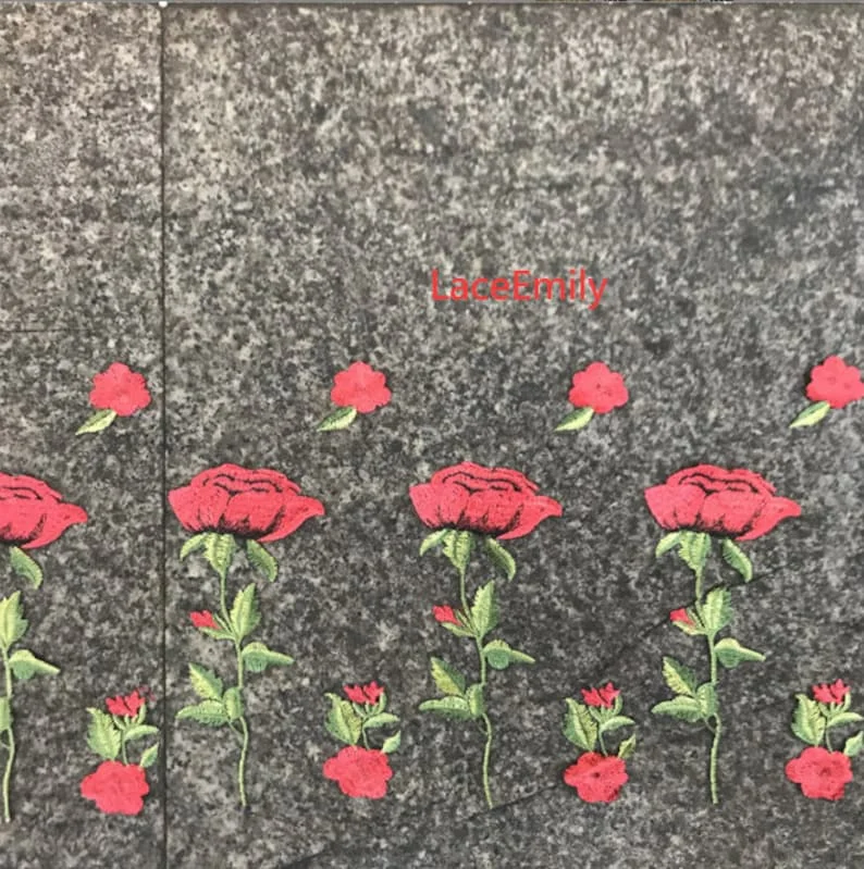 Red Rose Lace Fabric flower em - Embroidery Veil review and price
