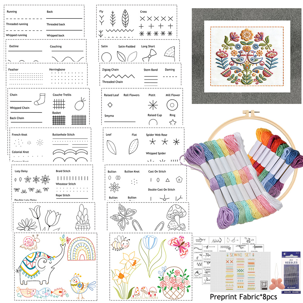 9 Sheets  Embroidery Kit for B - Embroidery Guide Book review and price