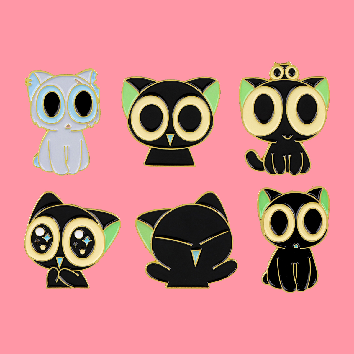 Cute Anime Black Cats Enamel P - Embroidery Simple review and price