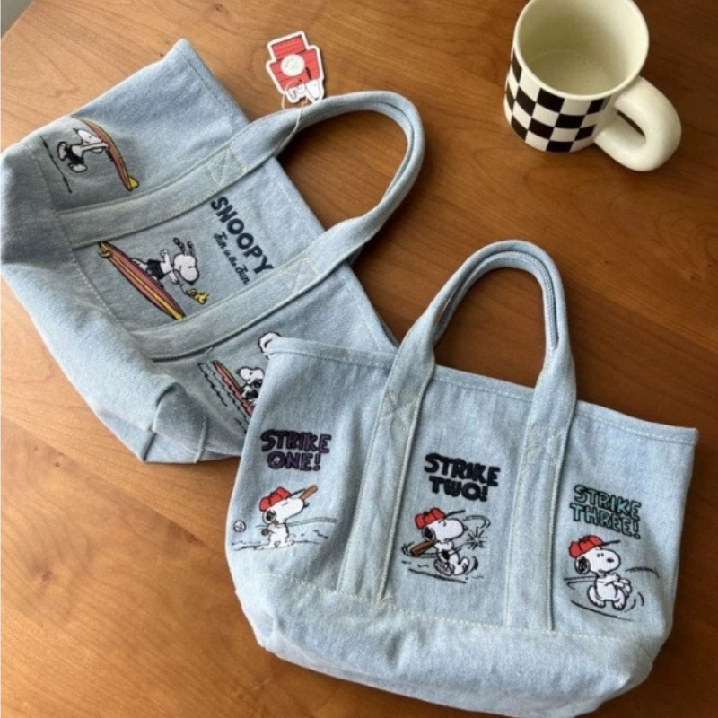 New Snoopy Comic Denim Tote, L - Embroidery Job review and price