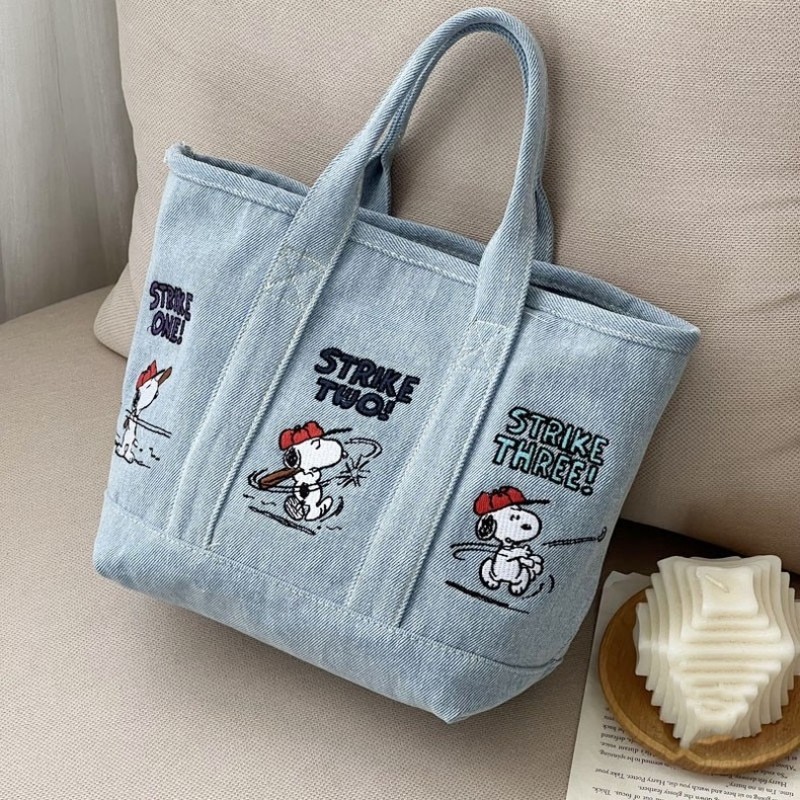New Snoopy Comic Denim Tote, L - Embroidery Job review and price