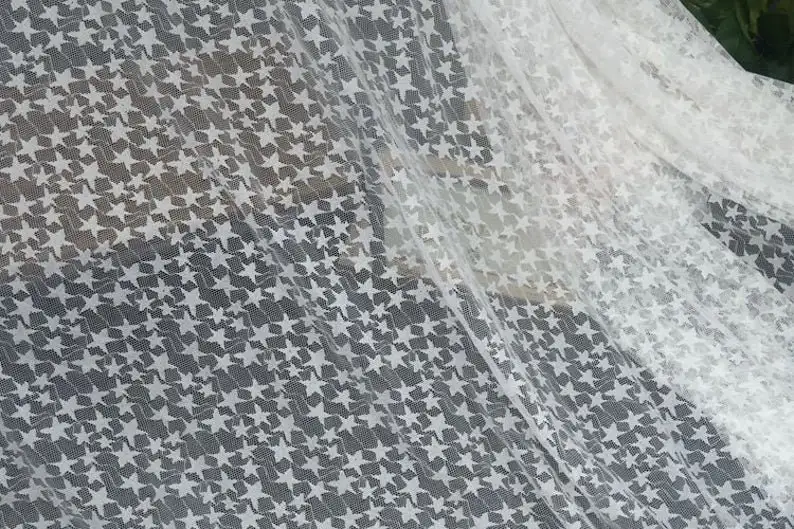 Black White Soft Star Embroide - Embroidery Veil review and price
