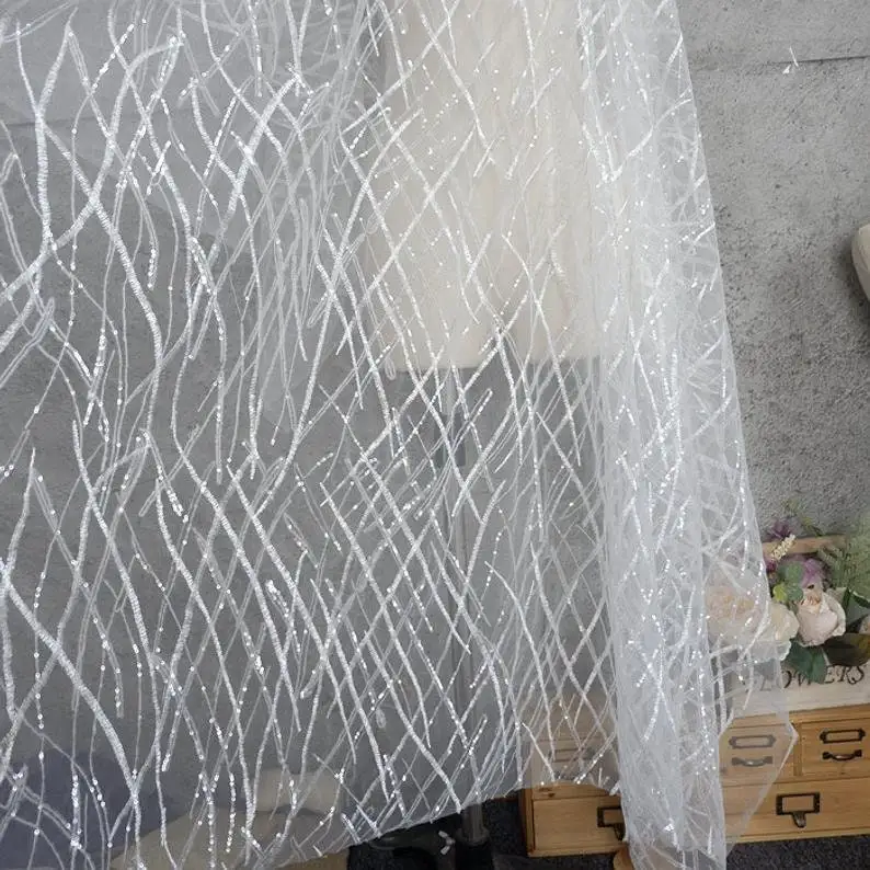Heavy Sequins Lace fabric Flow - Embroidery Veil review and price